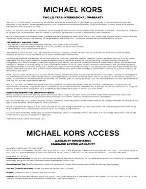 michael kors warranty phone number.